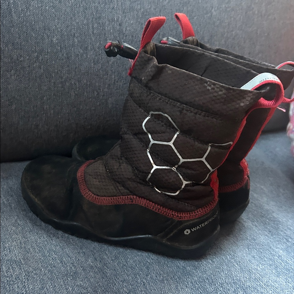 Brown and Red Winter Boots